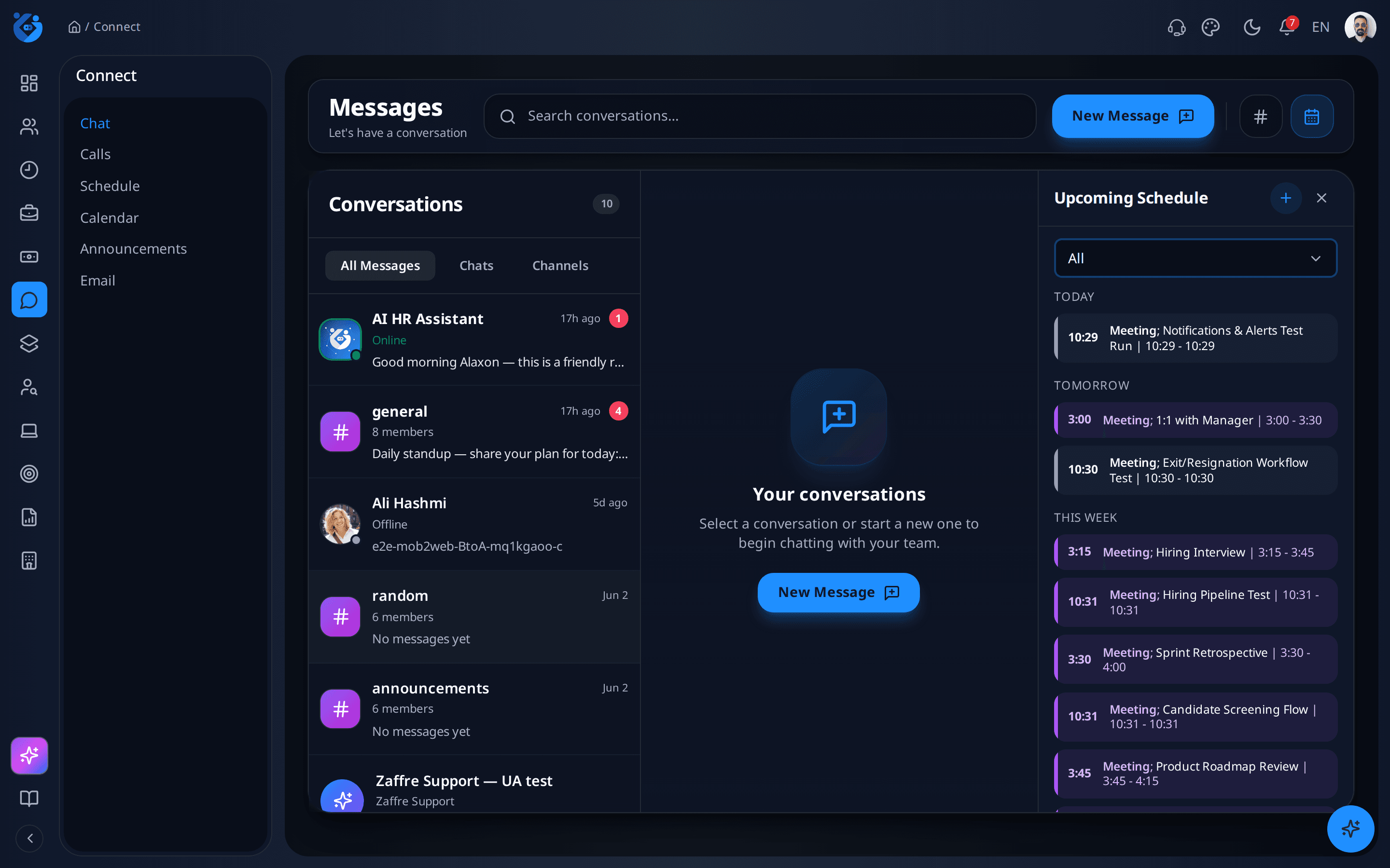 Zaffre Connect screen